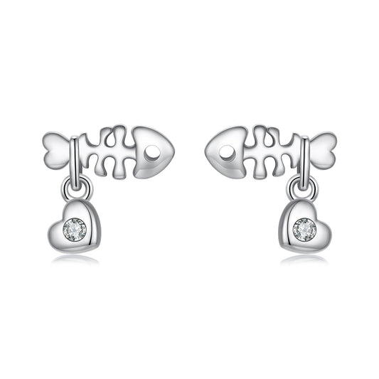925 Sterling Silver Earrings with Pavé Setting CZ in Oxidized Silver