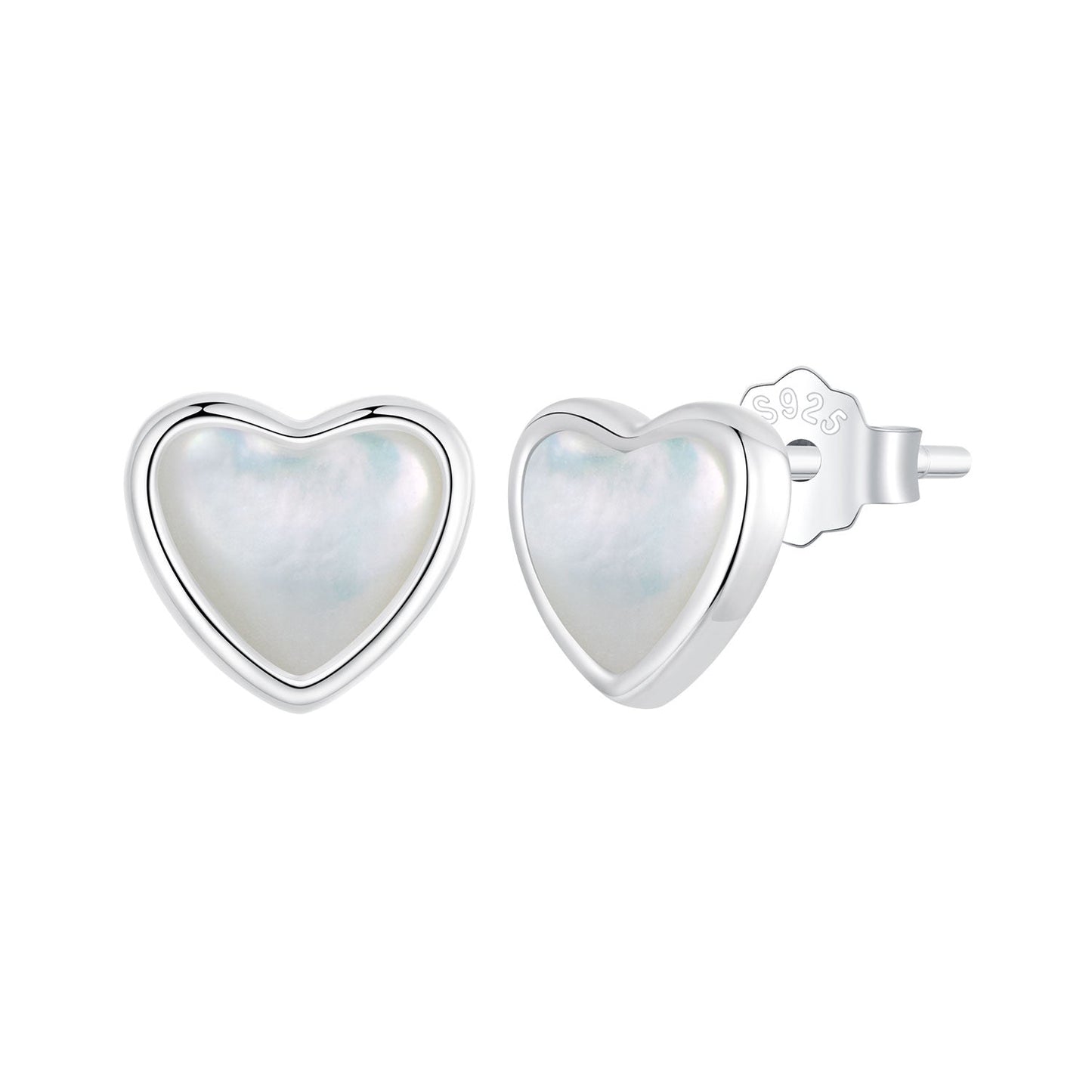 925 Sterling Silver White Shell Plated White Gold Earrings Size 7*8mm