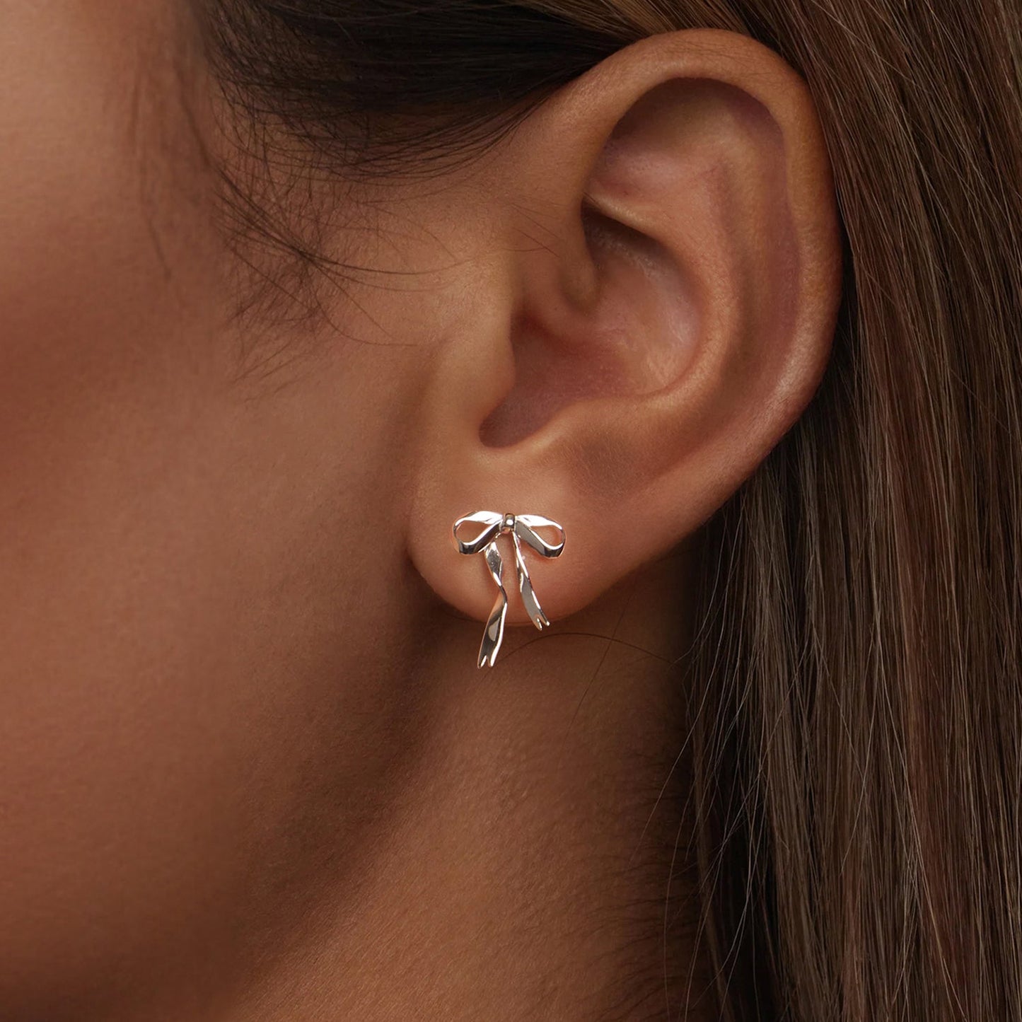 925 Sterling Silver Earrings with White Gold Plating - 1.8x1.3cm for Women