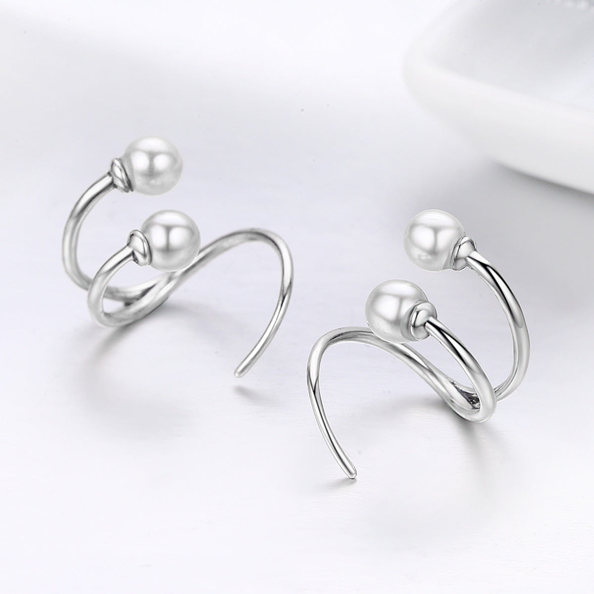 925 Sterling Silver Oxidized Earrings with Shell Pearl for Women