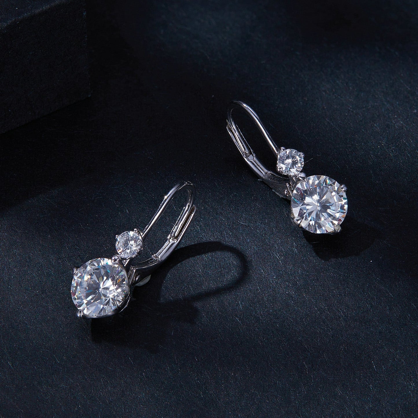 925 Sterling Silver Moissanite Earring with Pavé Setting, 6.5mm, for Women