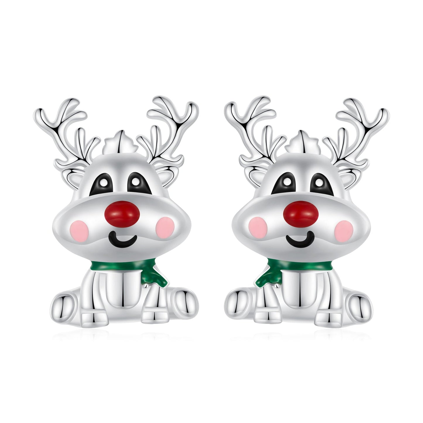 925 Sterling Silver Enamel Earrings 12x9mm