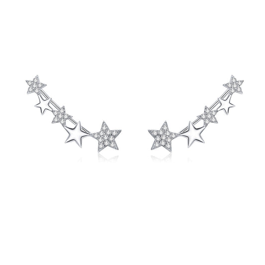 925 Sterling Silver Earrings with Plated Platinum and Pavé Setting CZ