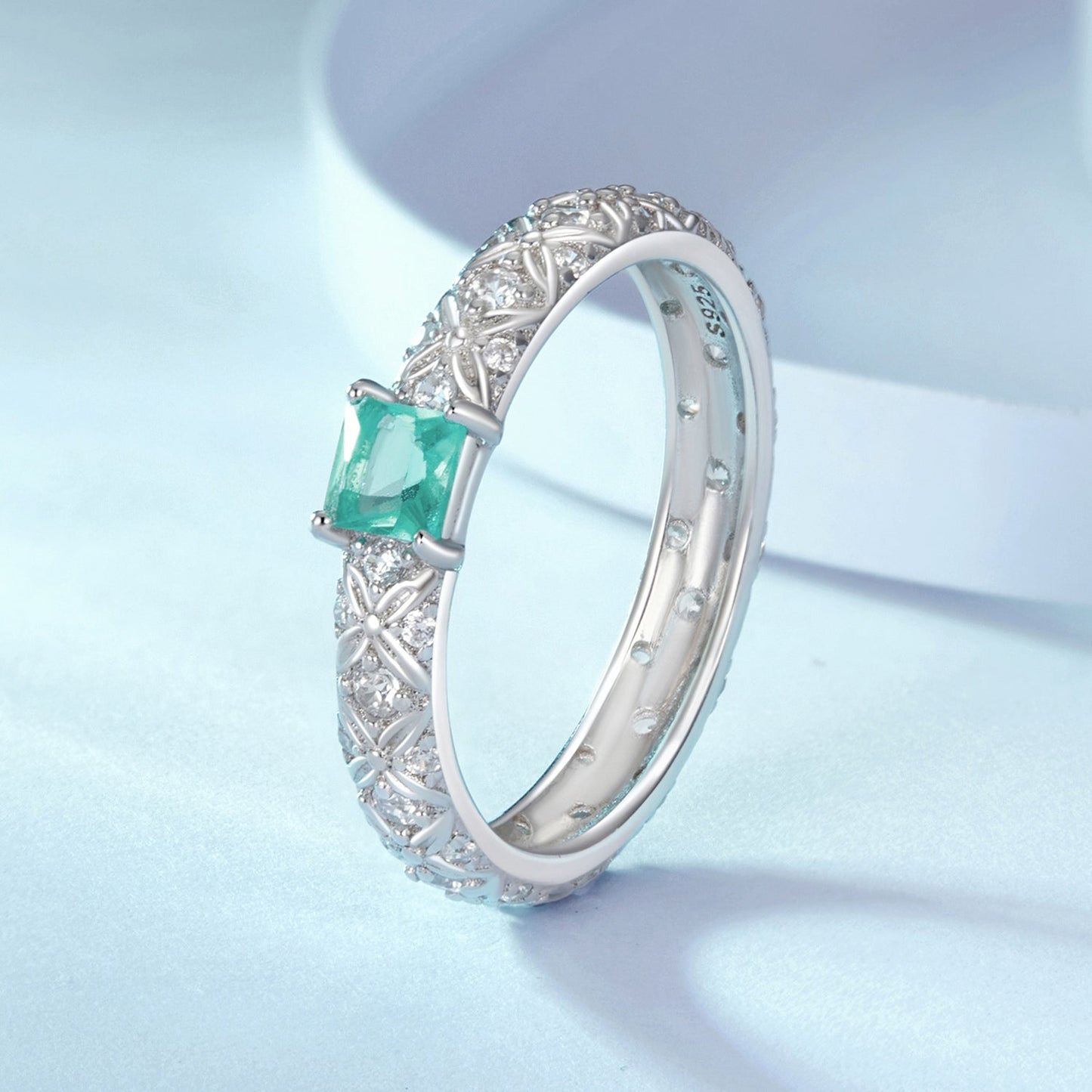 925 Sterling Silver Pavé Set CZ Ring in Size 6 for Women