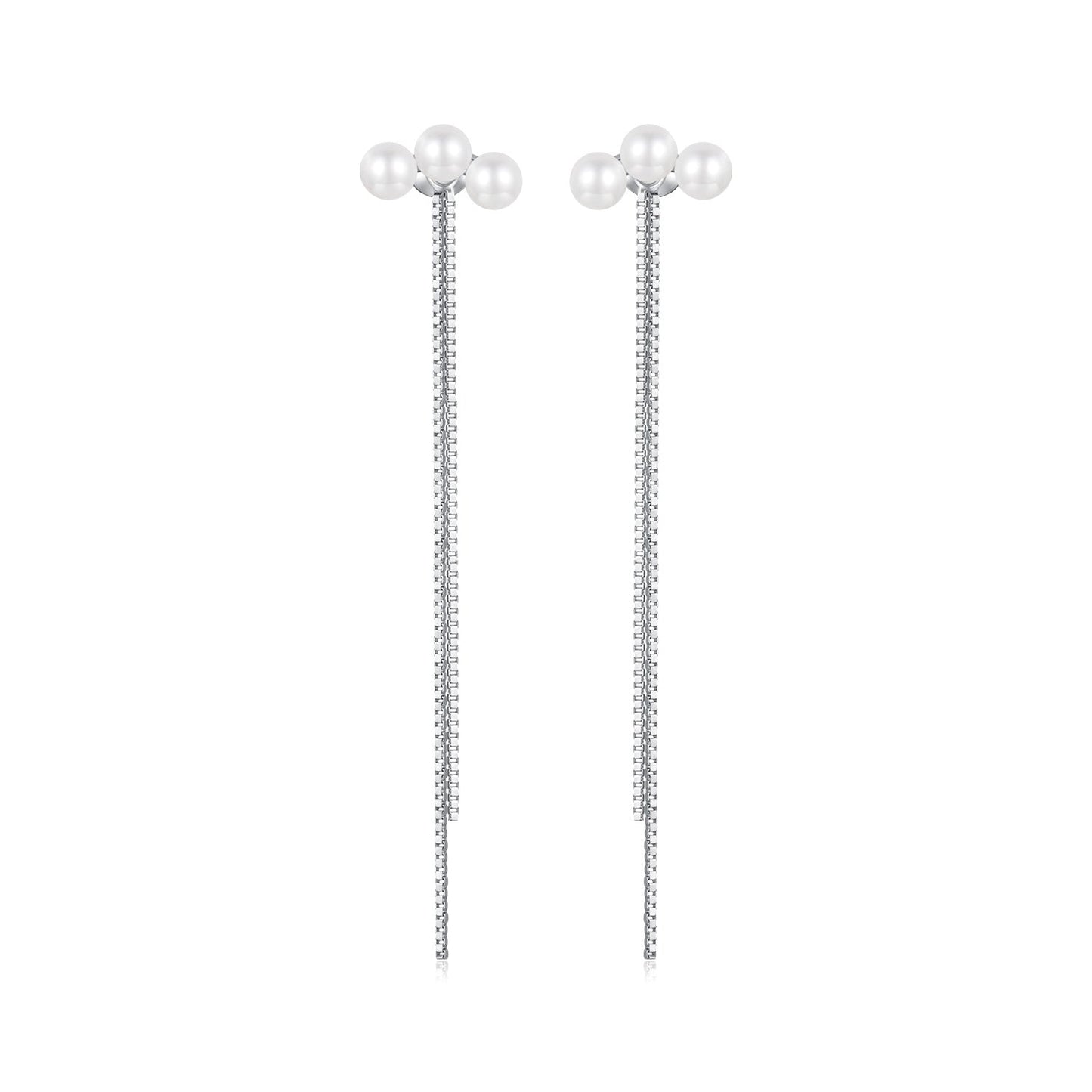 925 Sterling Silver White Gold Plated Shell Pearl Earrings
