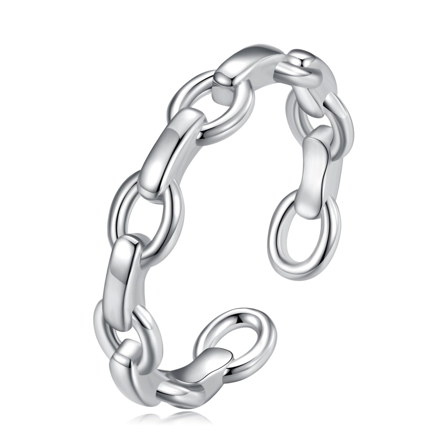 925 Sterling Silver Platinum Plated 0.4cm Wide Ring