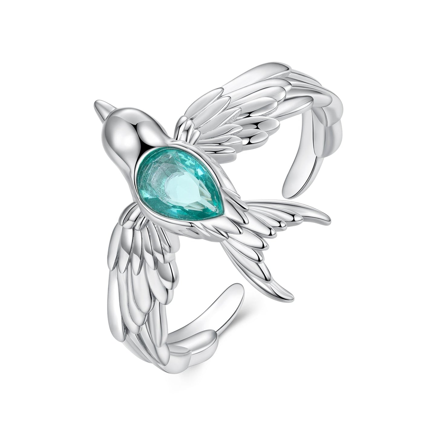 925 Sterling Silver Transparent Glass Ring for Women