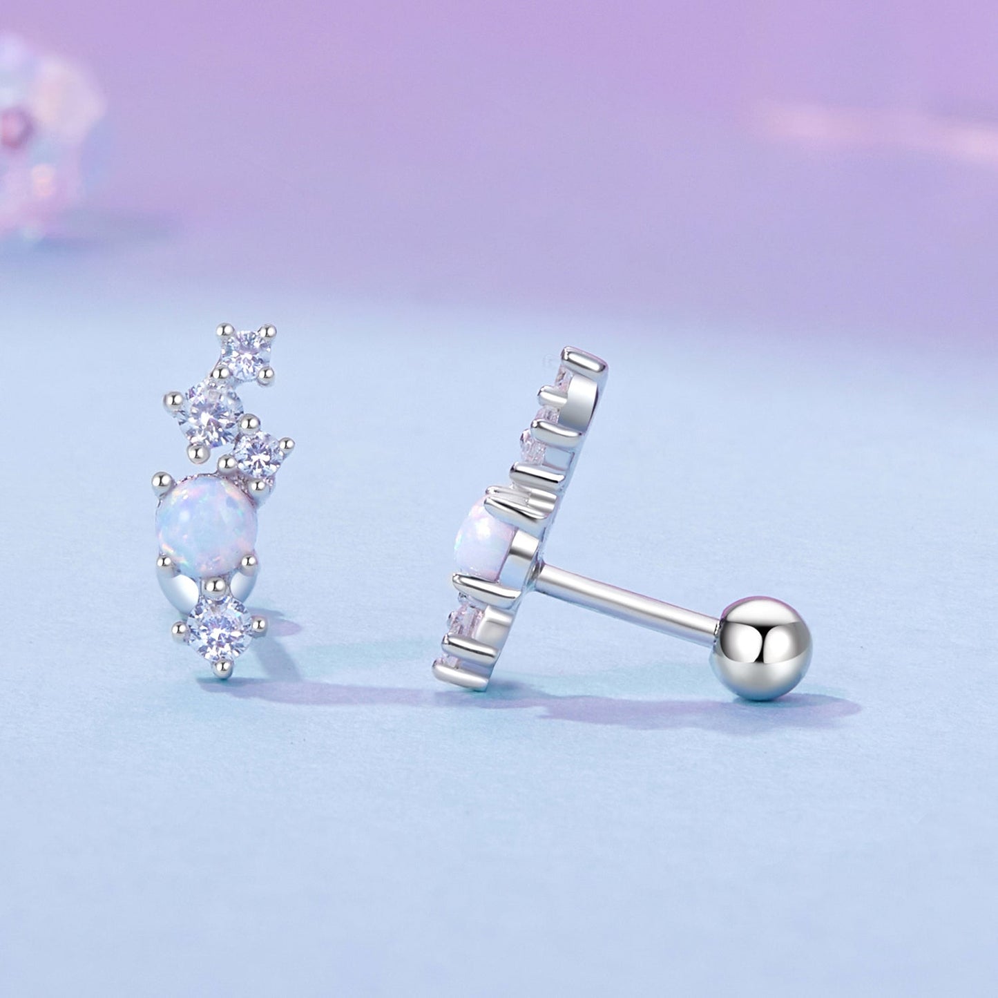 925 Sterling Silver Translucent Opal CZ Earrings for Women