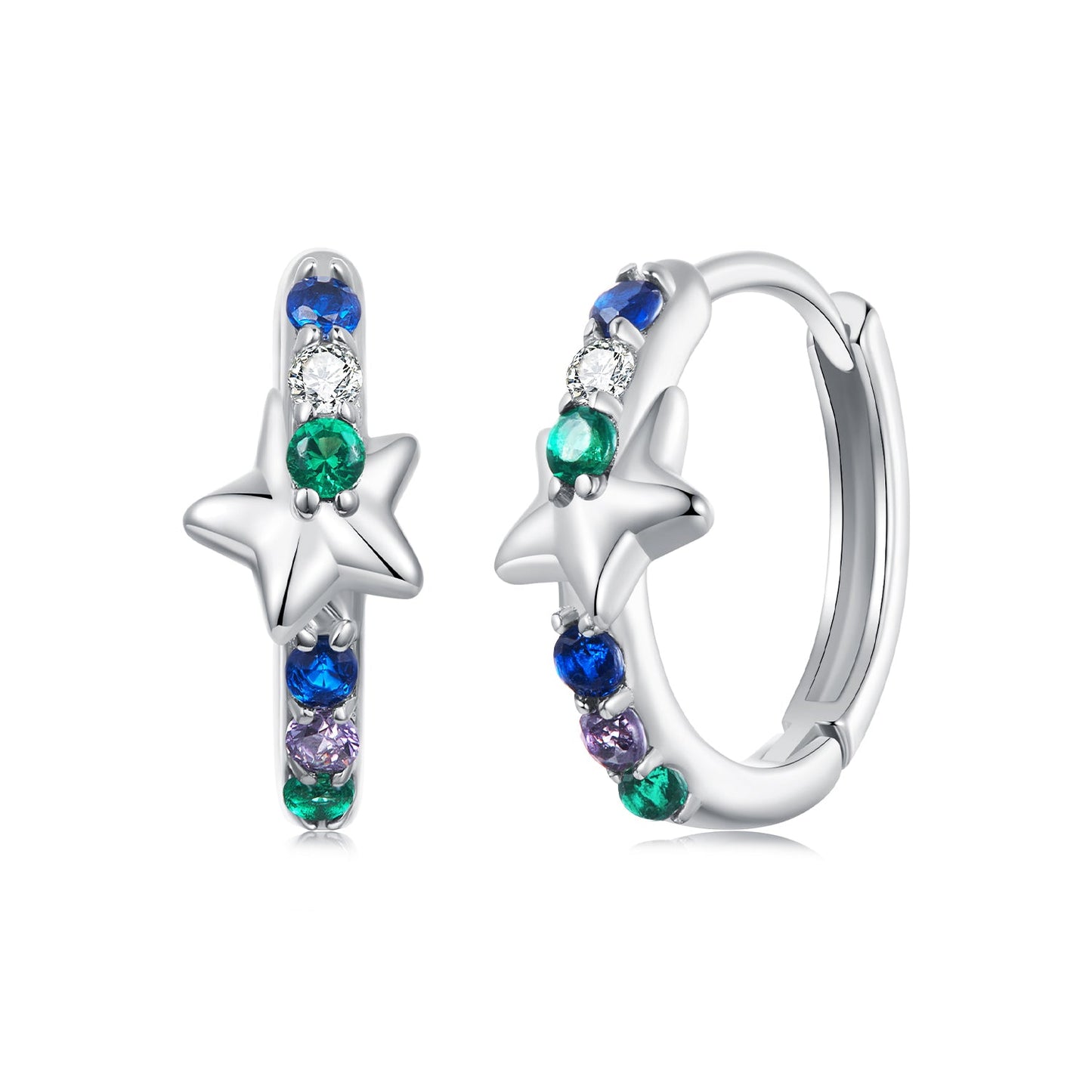 925 Sterling Silver Earrings with Pavé Setting CZ in White Gold for Women