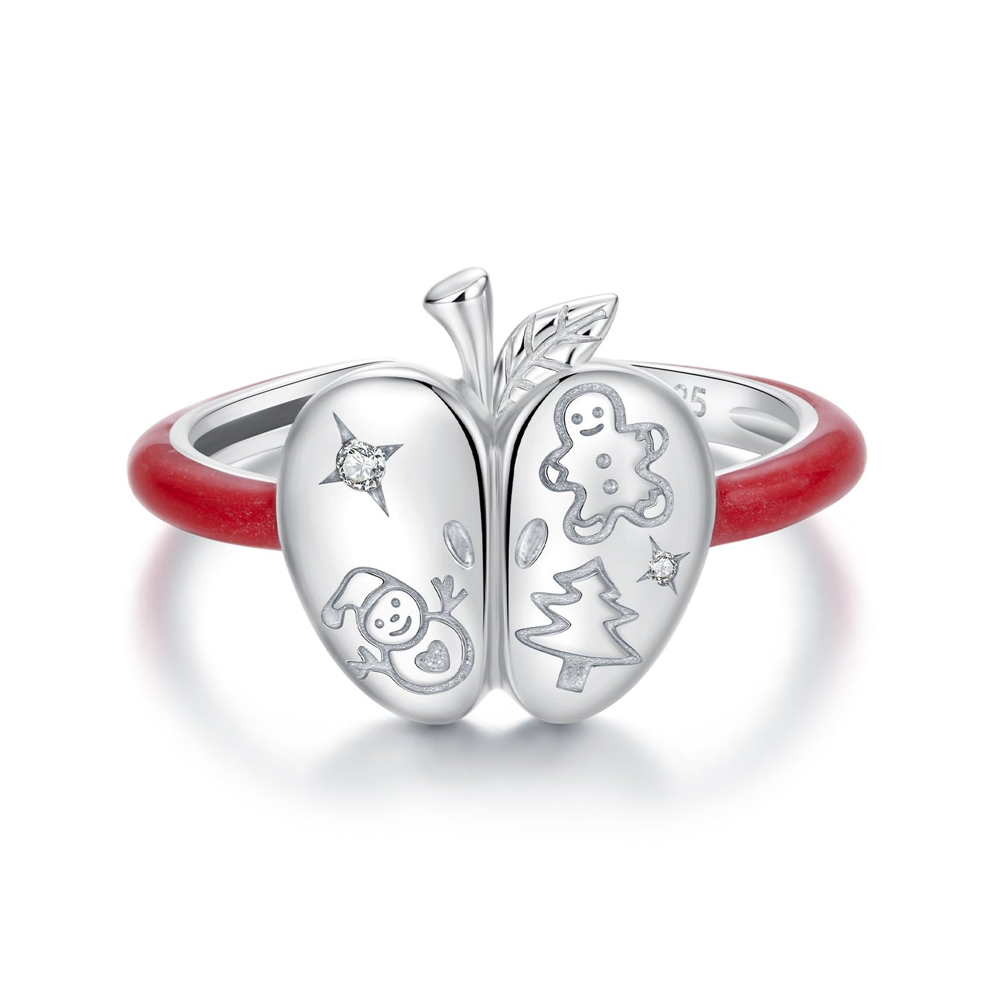 925 Sterling Silver Enamel Pavé CZ Ring for Women Size 1.3 cm