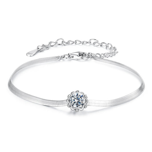 925 Sterling Silver Moissanite 0.50 Carat Bracelet with Pavé Setting and White Gold Plating for Women