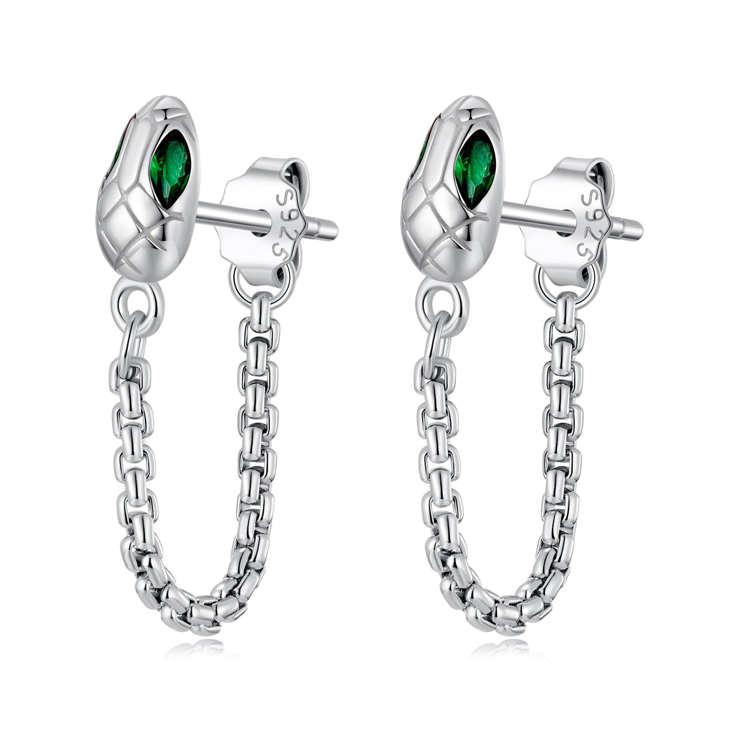 925 Sterling Silver Earrings with CZ in White Gold Plating