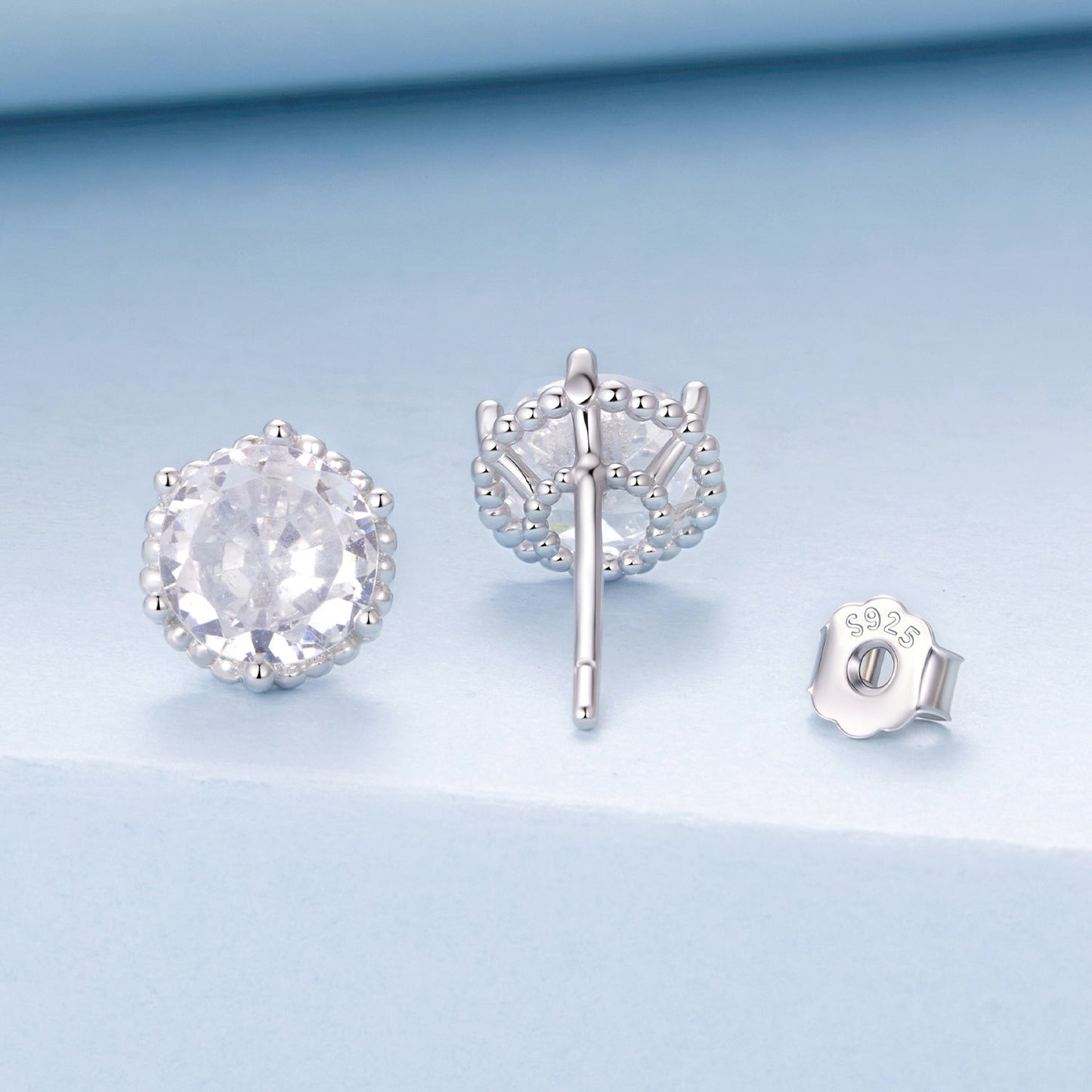 925 Sterling Silver Earrings with Pavé Setting CZ in White Gold Plated