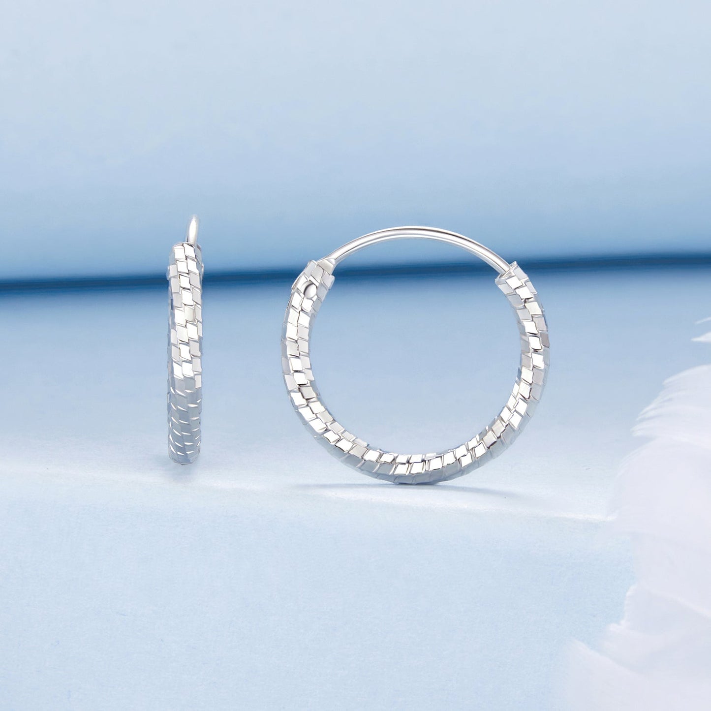 925 Sterling Silver Earrings for Women - White Gold Plated, 2.6*0.2 cm, Style L