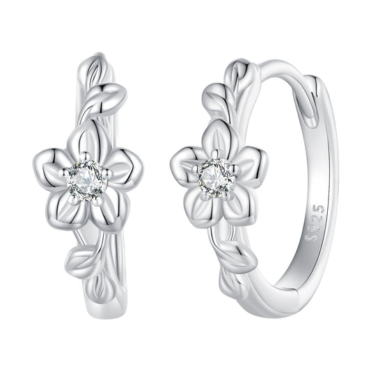 925 Sterling Silver Earrings with Zircon and Platinum Plating