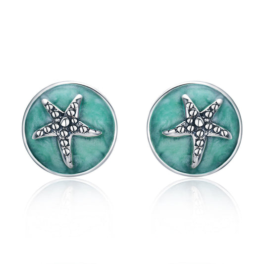 925 Sterling Silver Oxidized Enamel Earrings