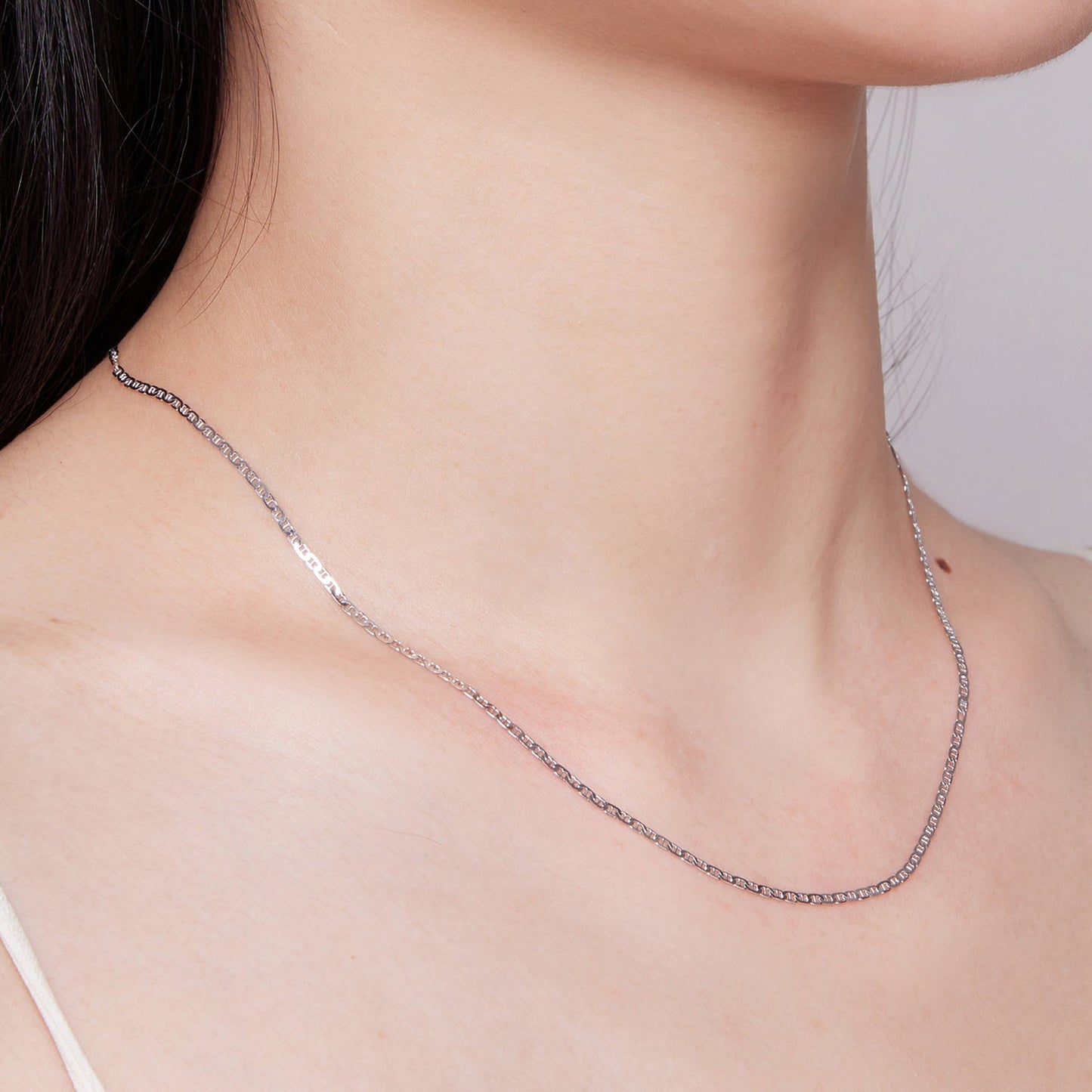 925 Sterling Silver Plated Platinum 45cm Necklace