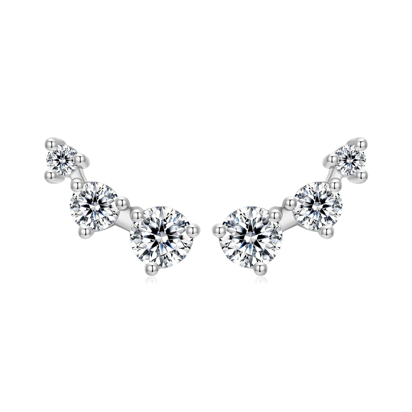 925 Sterling Silver Earrings with Pavé Setting CZ | Size 0.6*1.45cm for Women