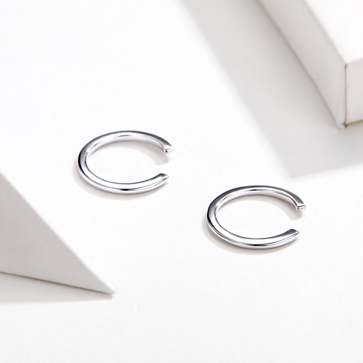 925 Sterling Silver Earrings with Platinum Plating, 1.3cm for Women