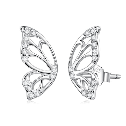 925 Sterling Silver White Gold Plated Pavé Set CZ Earrings - Small Size