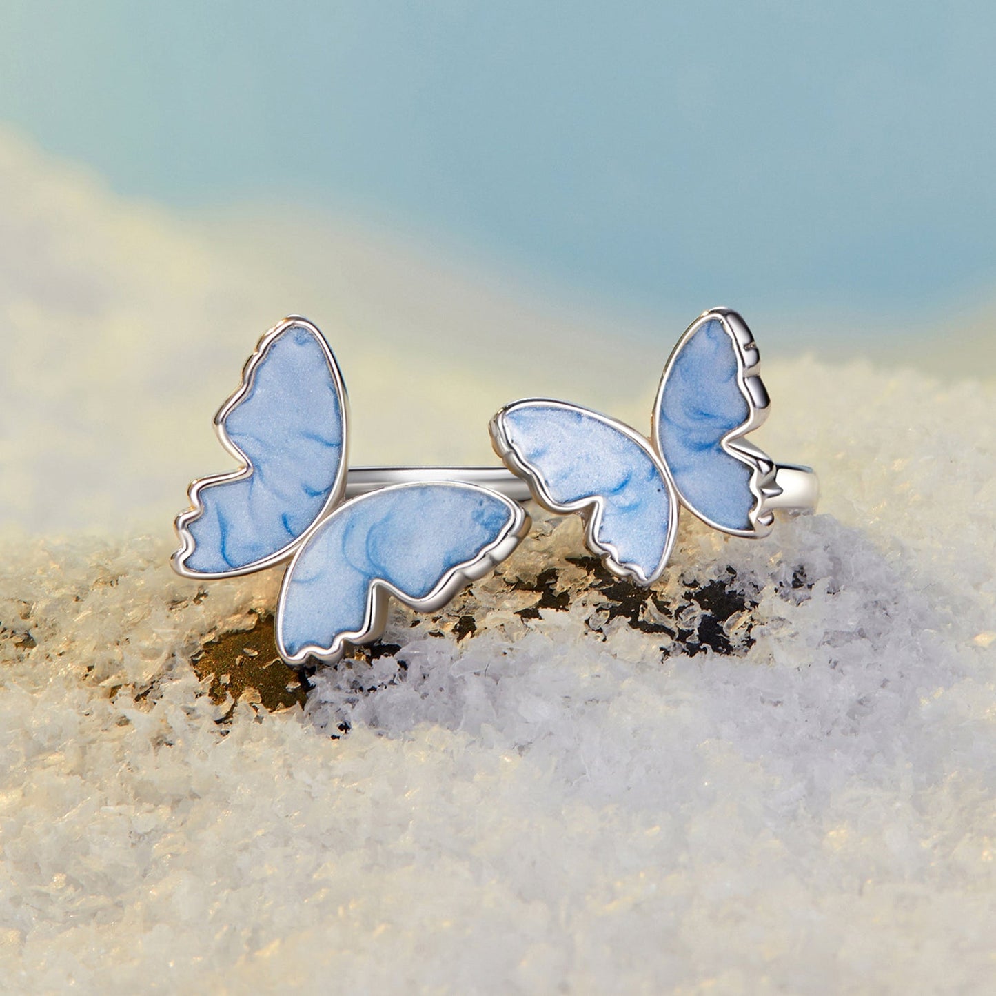 925 Sterling Silver Enamel Plated White Gold Ring for Women