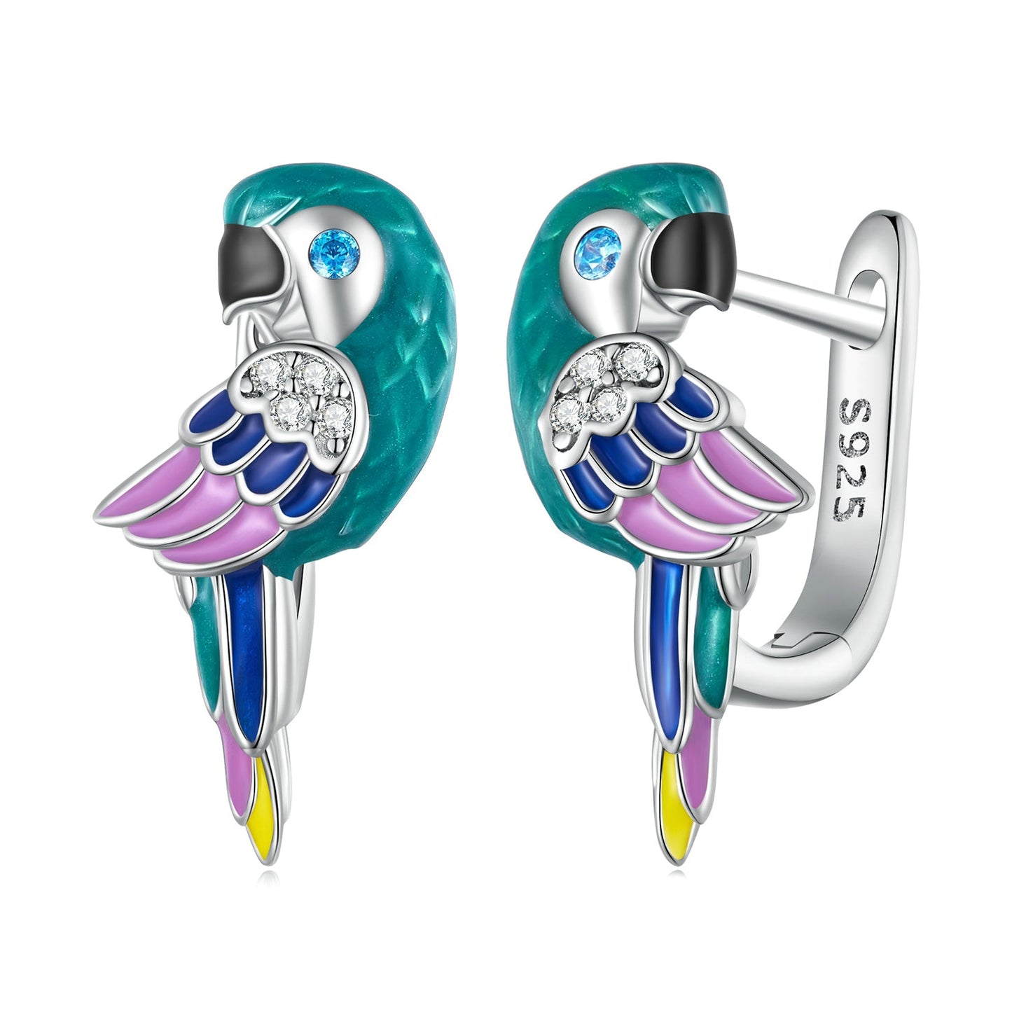 925 Sterling Silver Enamel Crafted Earrings for Women - 16x9mm