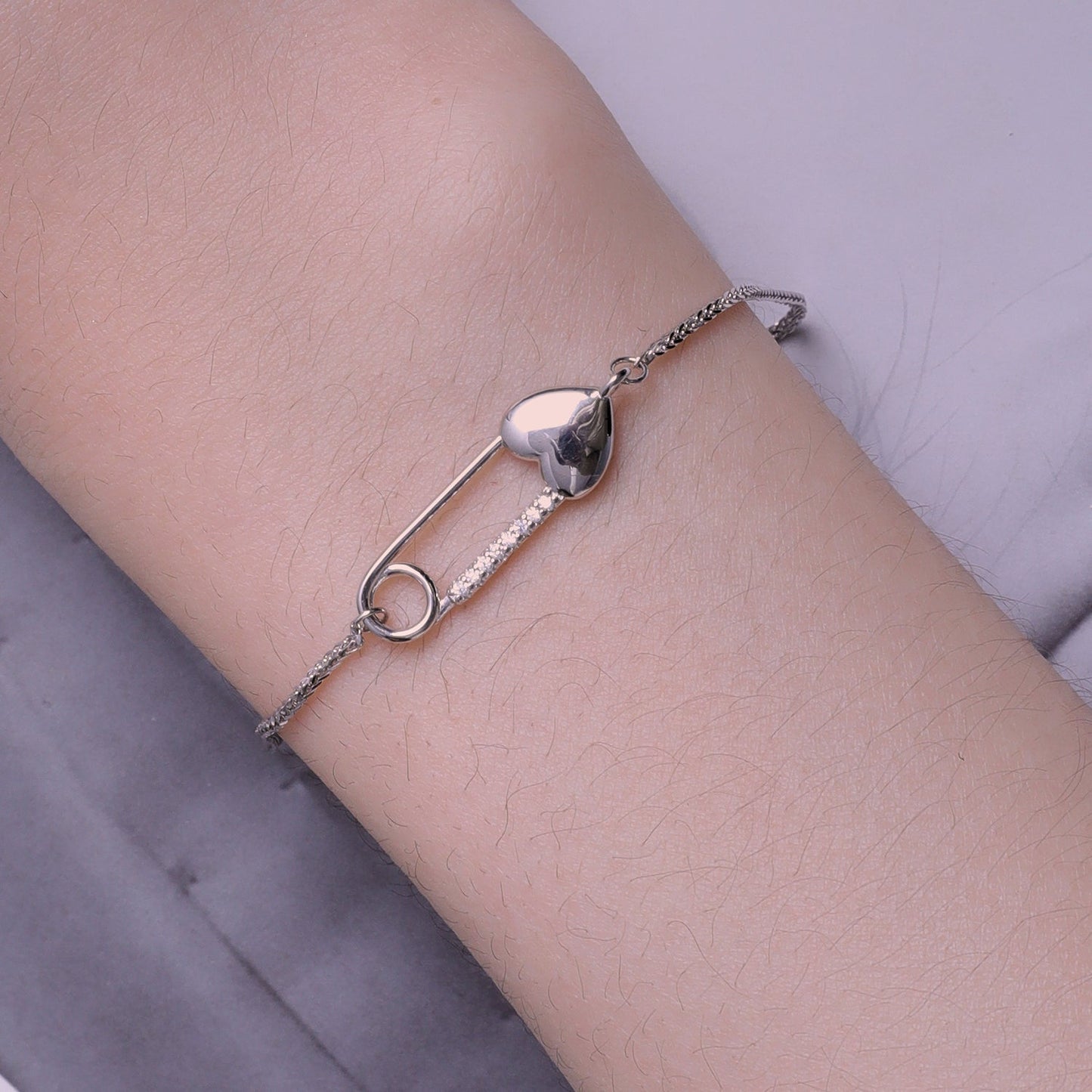 925 Sterling Silver Bracelet with CZ Pendant - 160mm Length and 8x26mm Pendant Size for Women