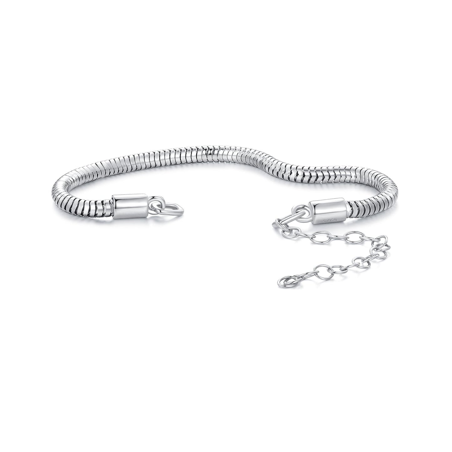 925 Sterling Silver Plated Platinum 140mm Chain Thickness 3mm Bracelet for Women
