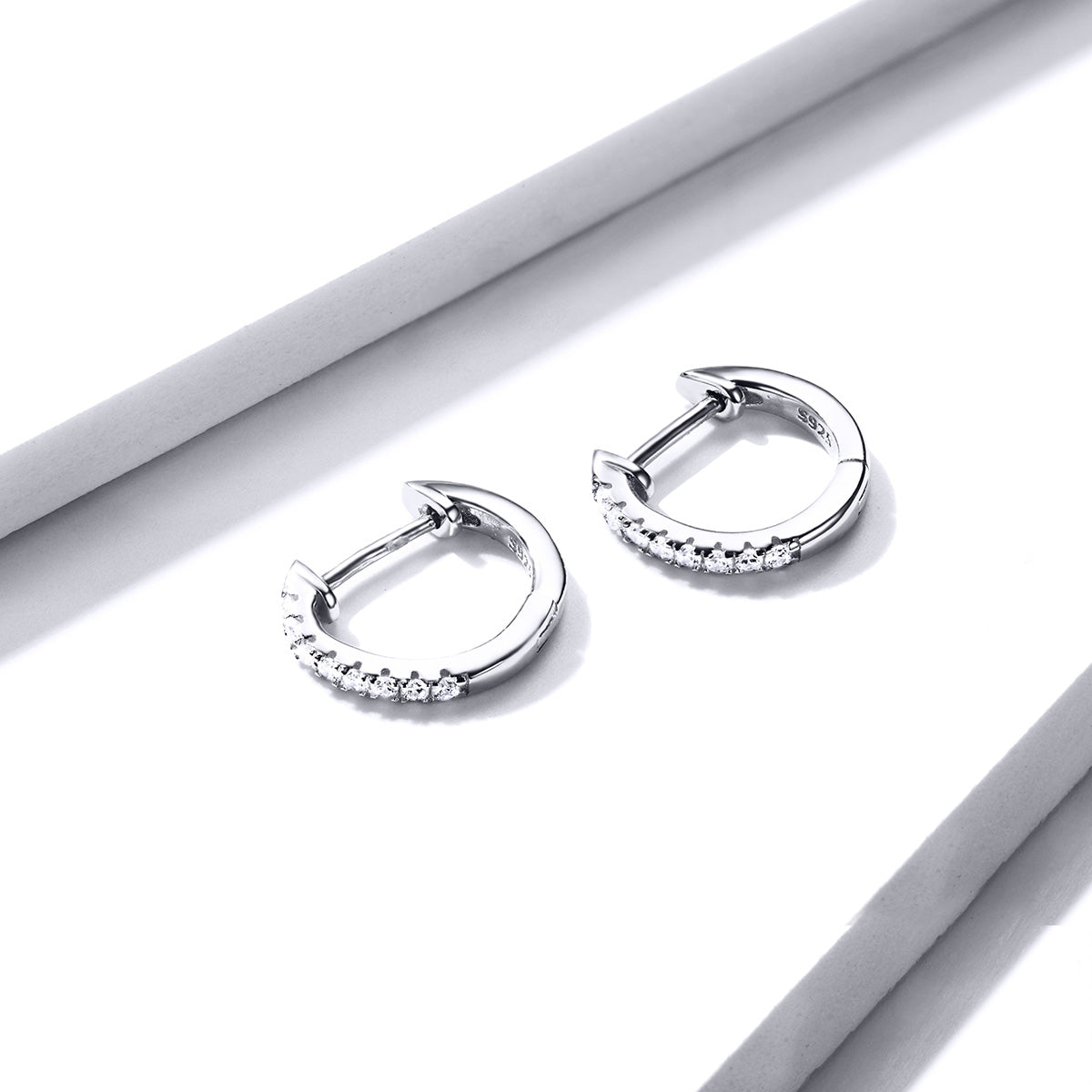 925 Sterling Silver 1.3cm Pavé Set CZ Earrings