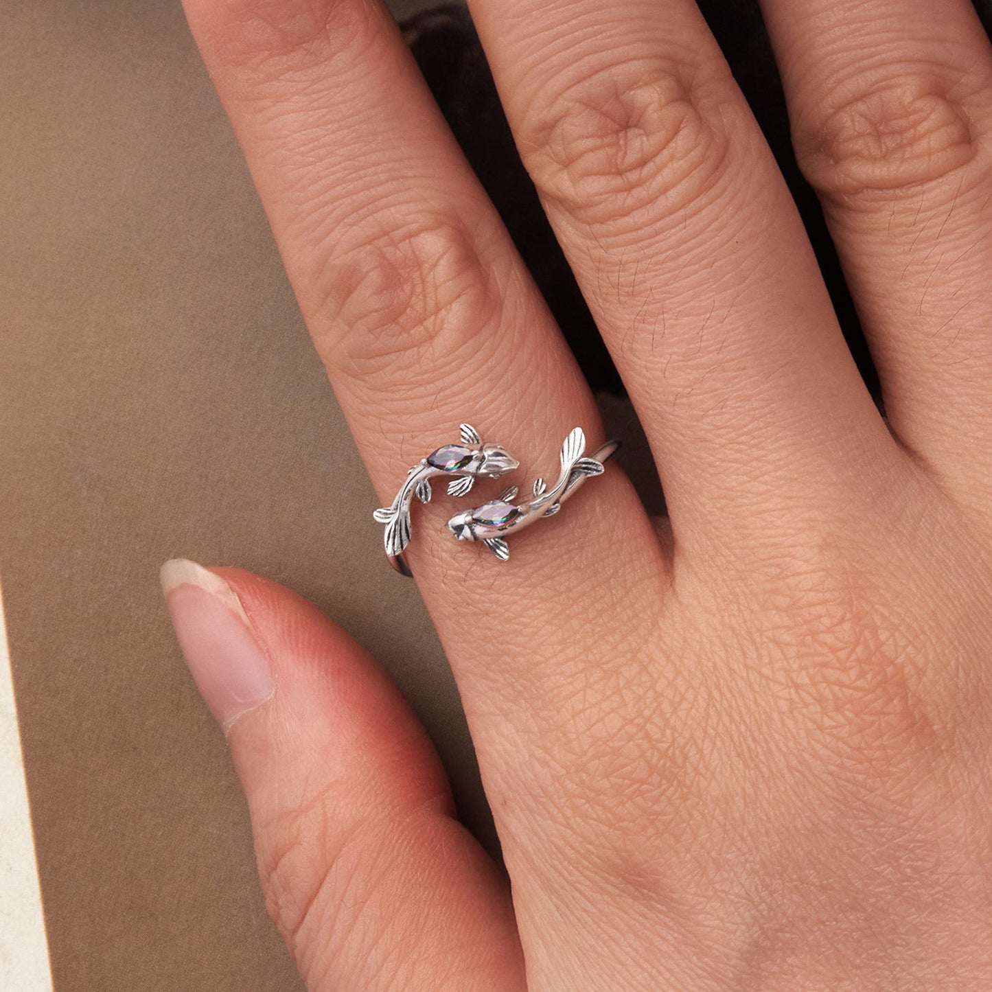 925 Sterling Silver Transparent Glass Ring for Women