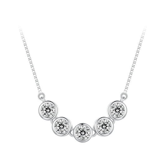 925 Sterling Silver 4mm Moissanite Plated Platinum Necklace for Women