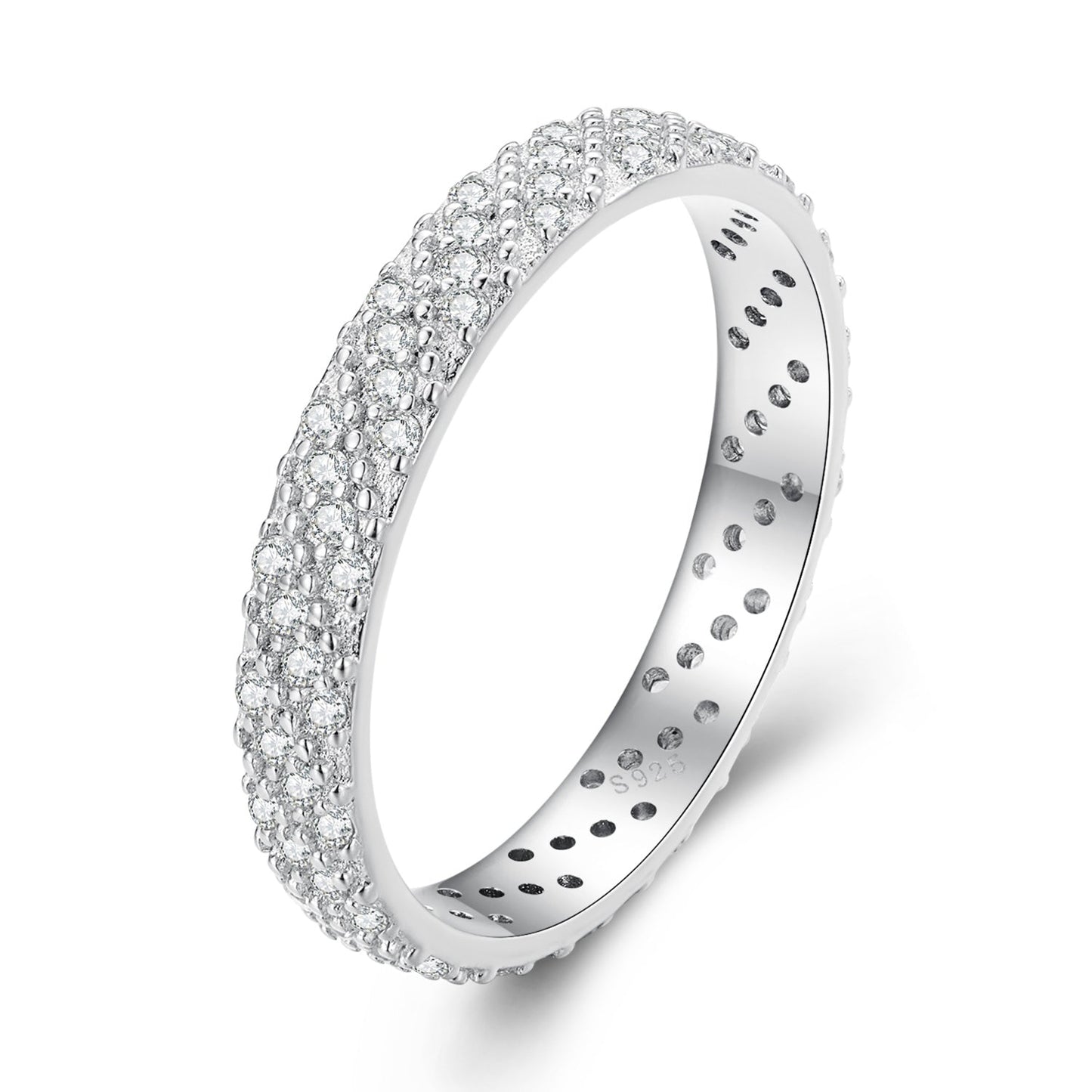 925 Sterling Silver Ring with Pavé Setting CZ for Women Size 6.0