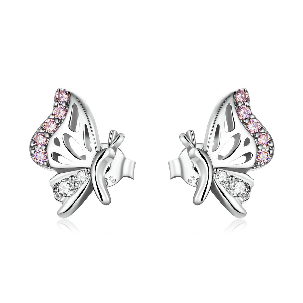 925 Sterling Silver Earrings with CZ in Pavé Setting