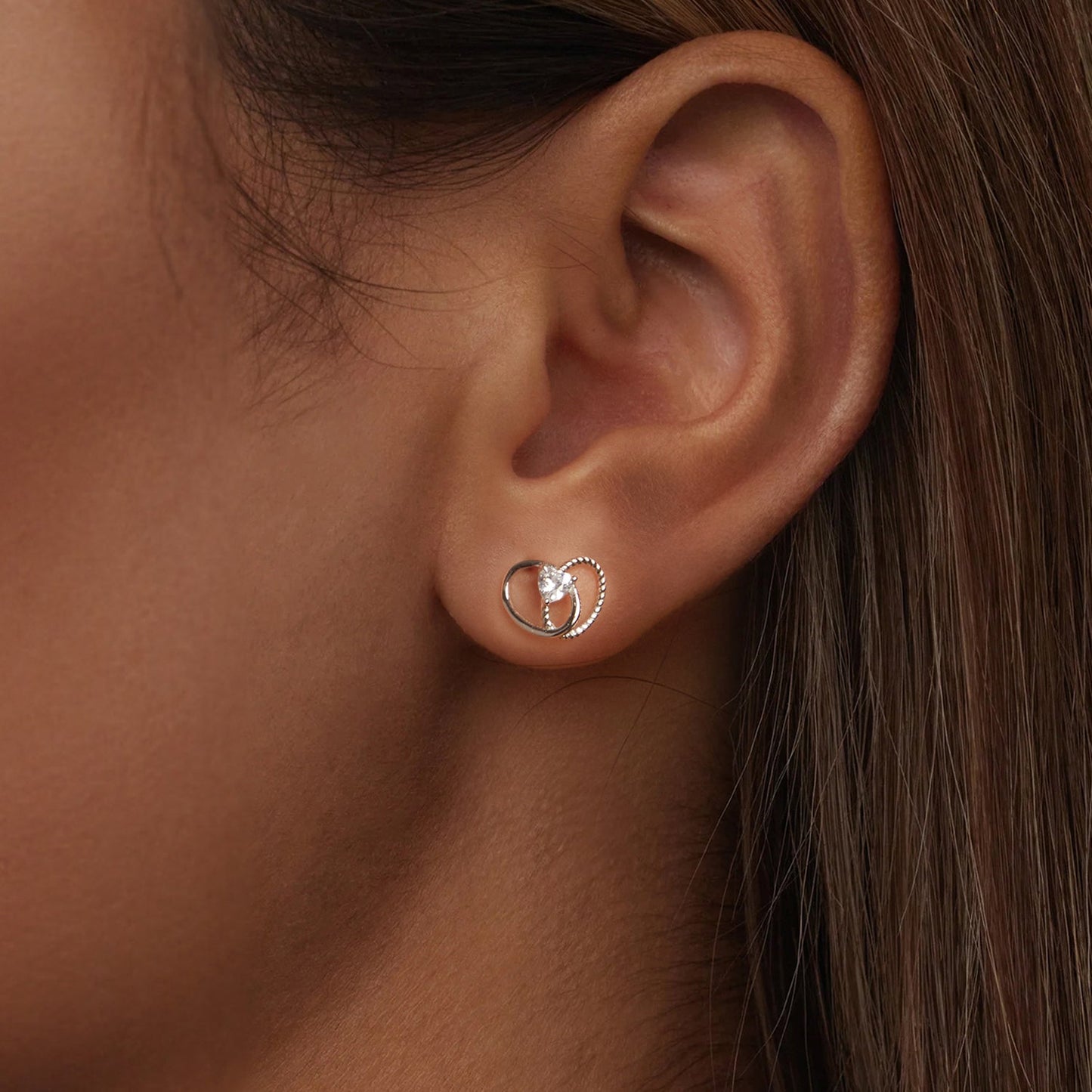 925 Sterling Silver White Gold Plated Pavé Setting CZ Earrings