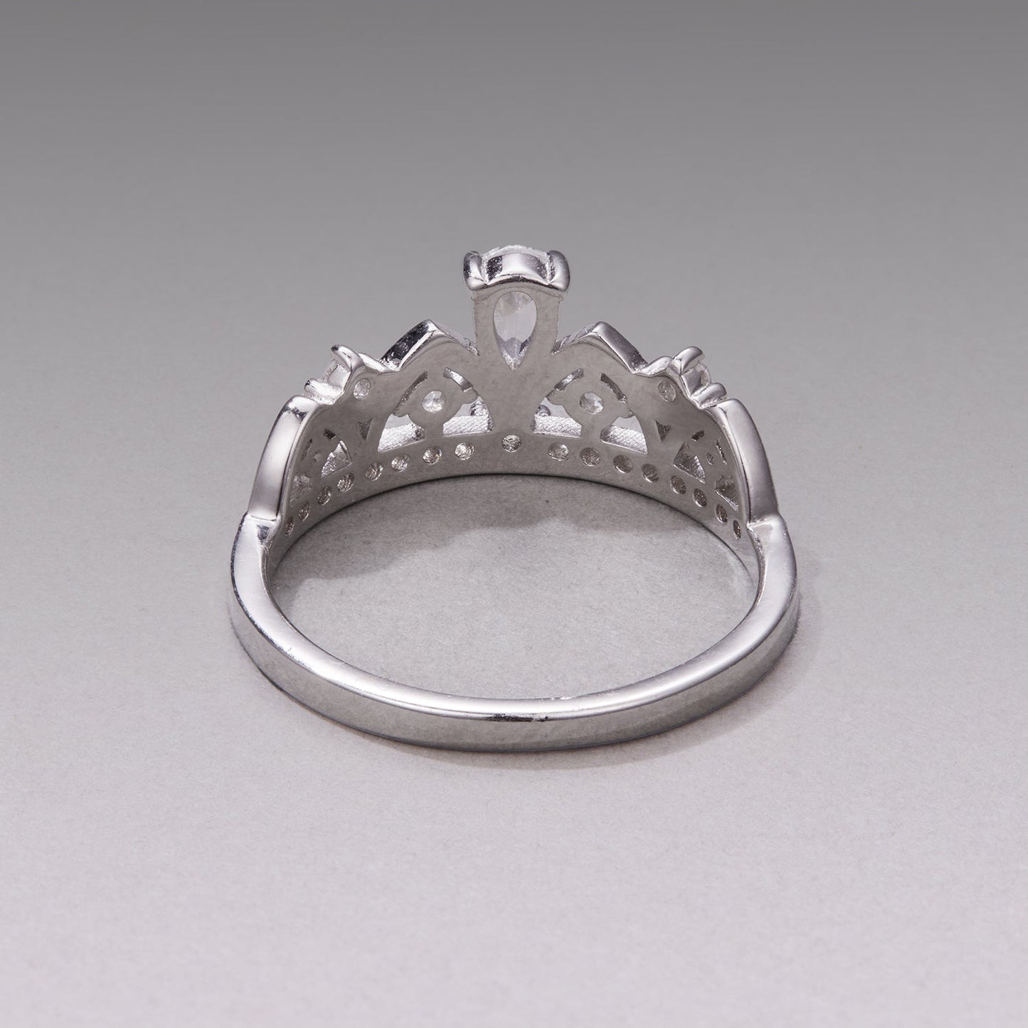 925 Sterling Silver Pavé Setting CZ White Gold Plated Ring Size 6 for Women