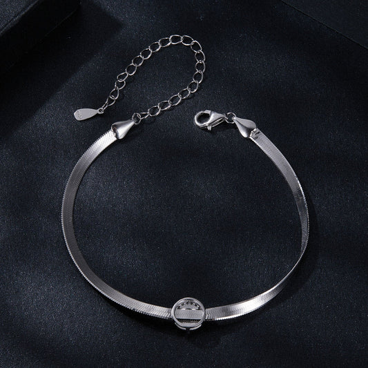 925 Sterling Silver 5.0mm Moissanite Bracelet with White Gold Plating for Women