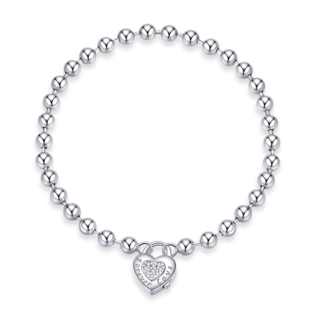 925 Sterling Silver Bracelet with Pavé Setting CZ and Platinum Plating, 17cm for Women
