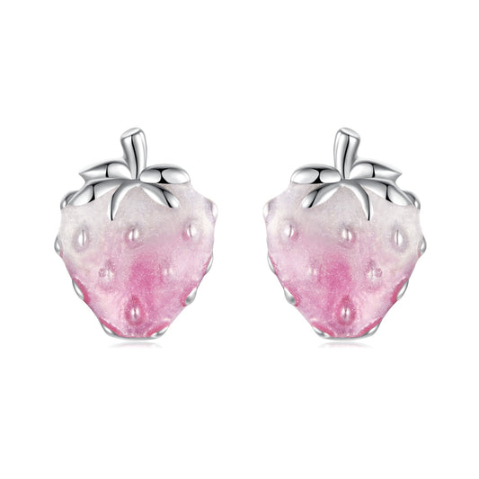 925 Sterling Silver White Gold Plated Enamel Earrings