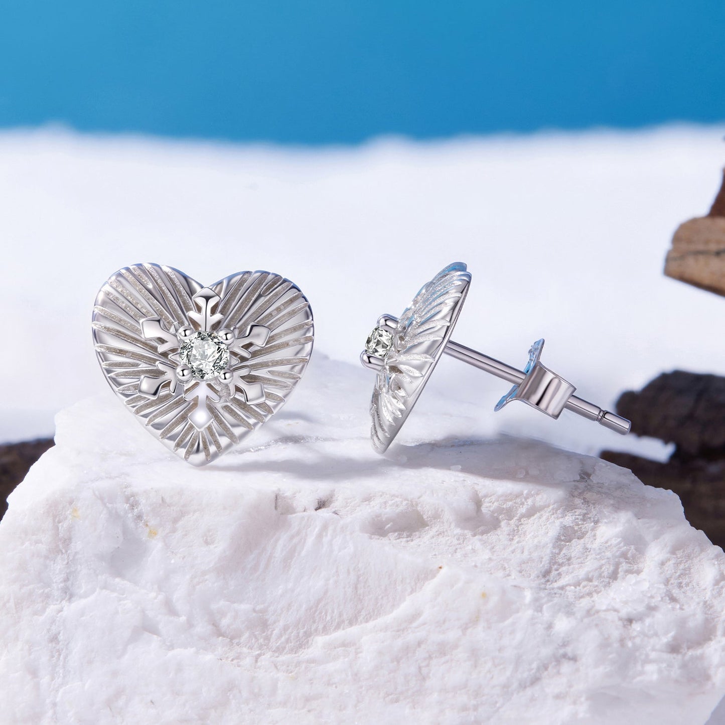 925 Sterling Silver Earrings with CZ in White Gold Plating for Women