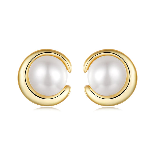 925 Sterling Silver Freshwater Pearl Gold Plated Earrings