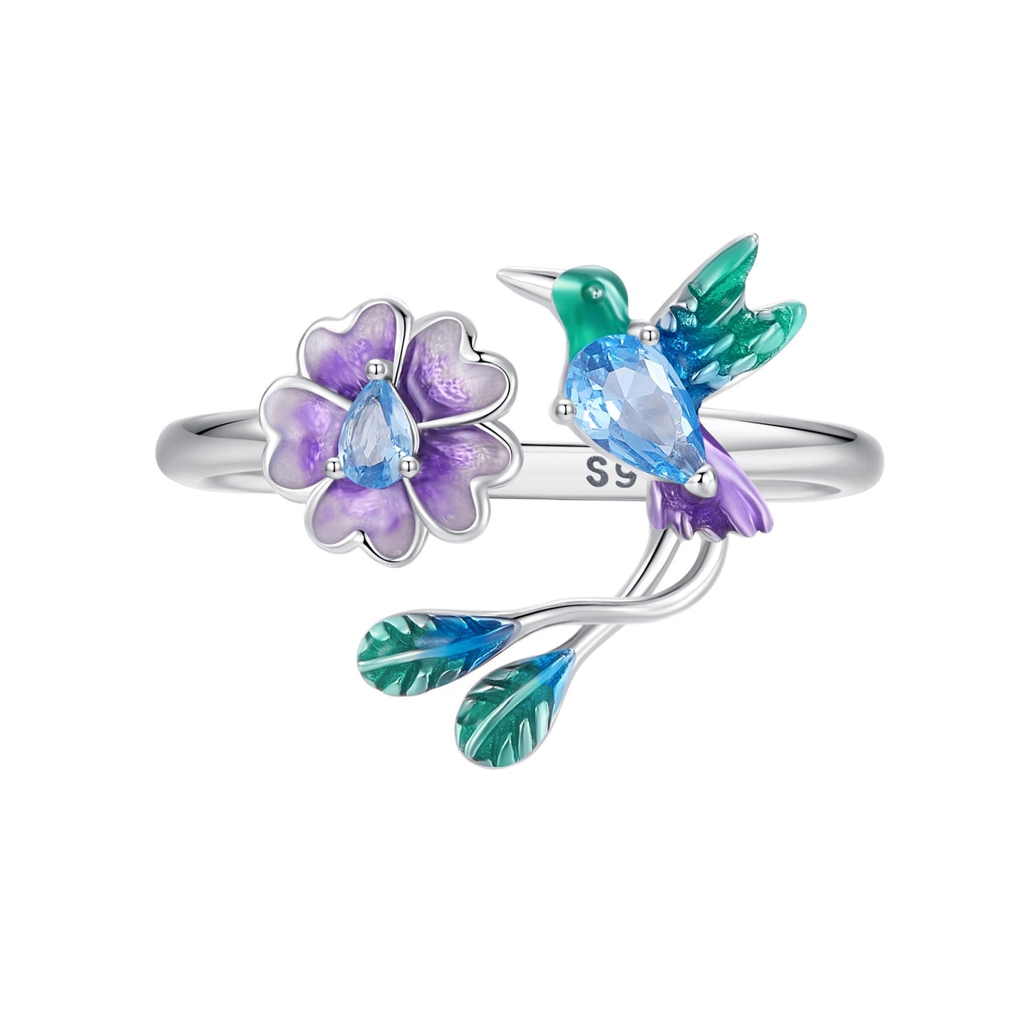 925 Sterling Silver Enamel 1.8mm Pavé Setting CZ Ring for Women