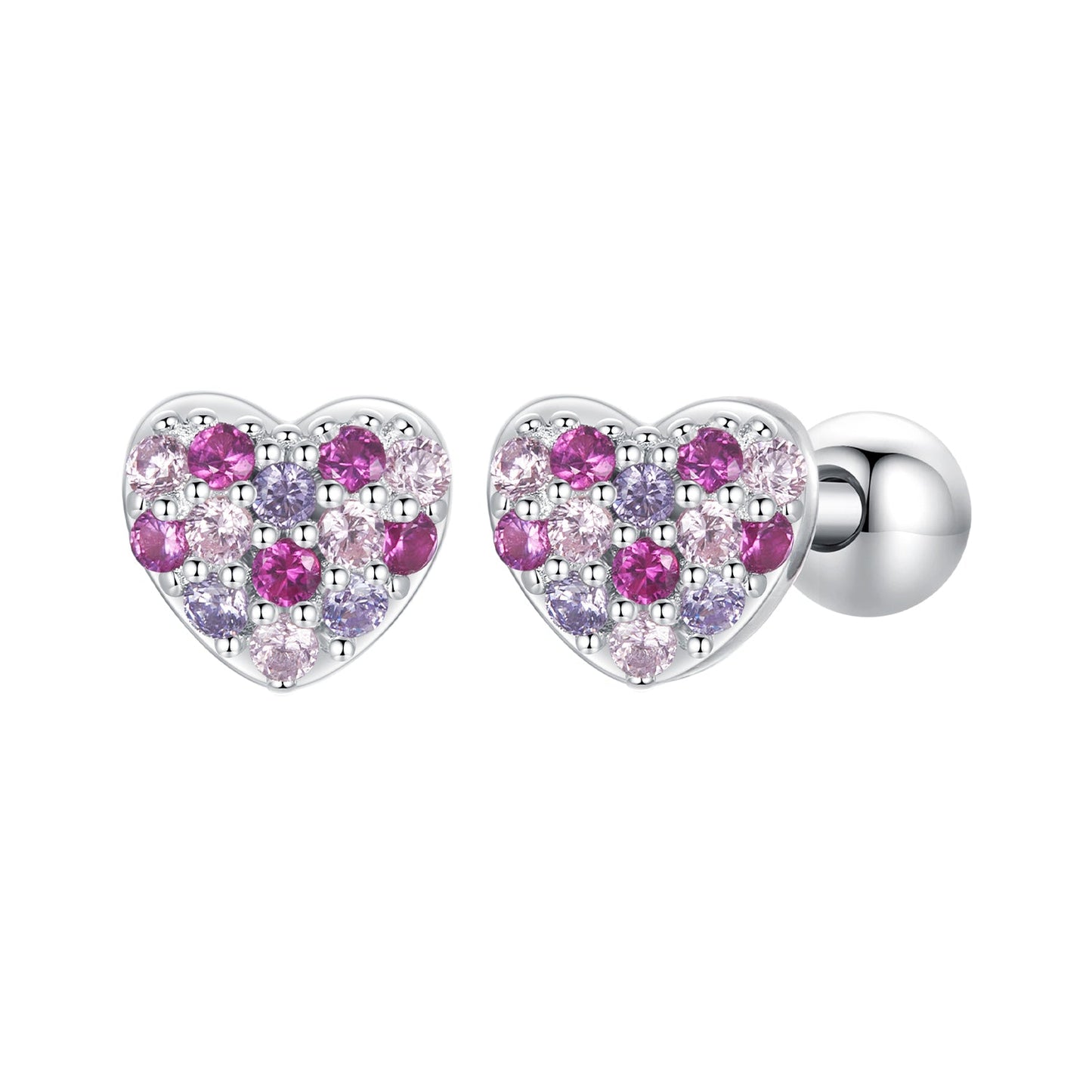 925 Sterling Silver Earrings with Pavé Setting CZ in White Gold for Women