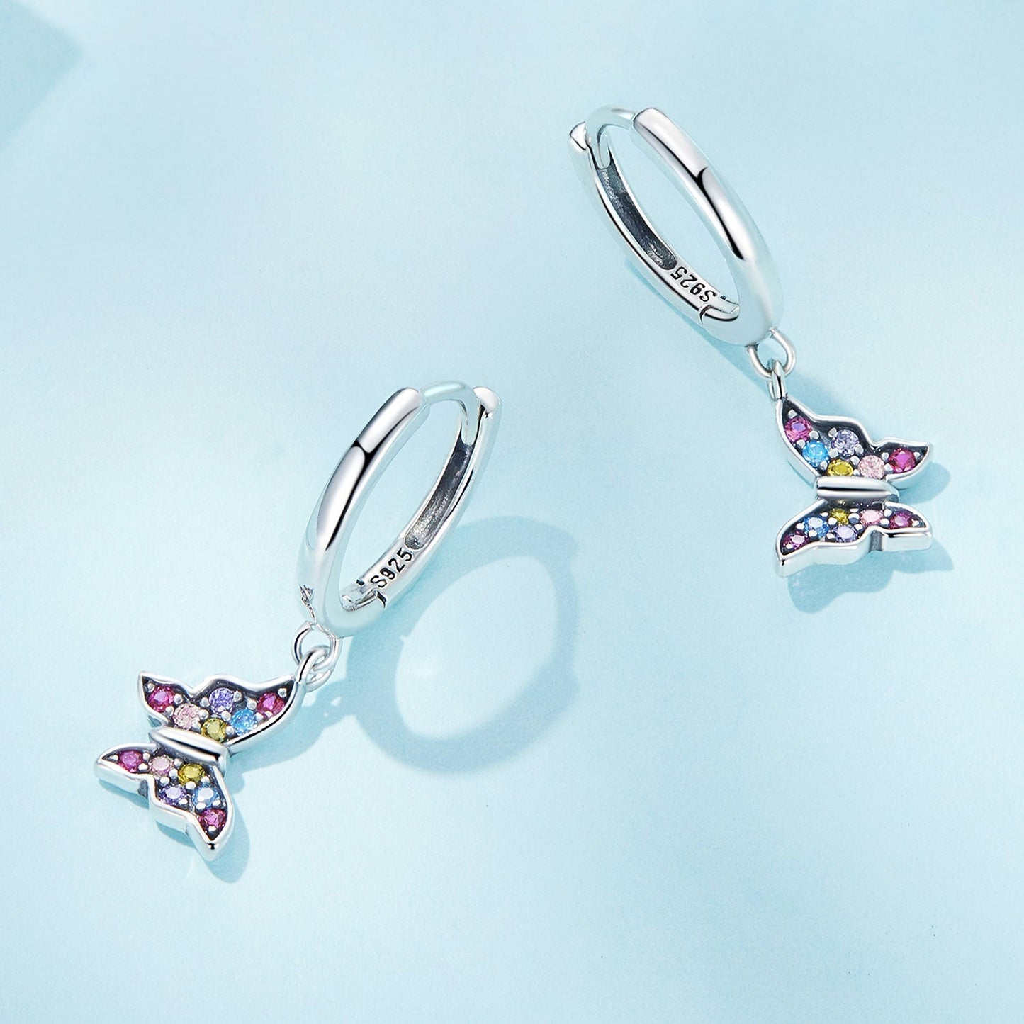925 Sterling Silver Earrings with Pavé Setting CZ, 2.3*0.95cm, for Women