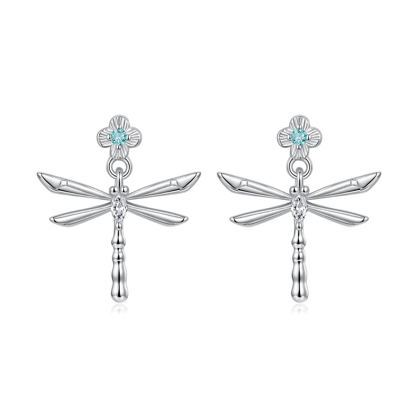 925 Sterling Silver Earrings with Pavé Setting CZ and Transparent Glass