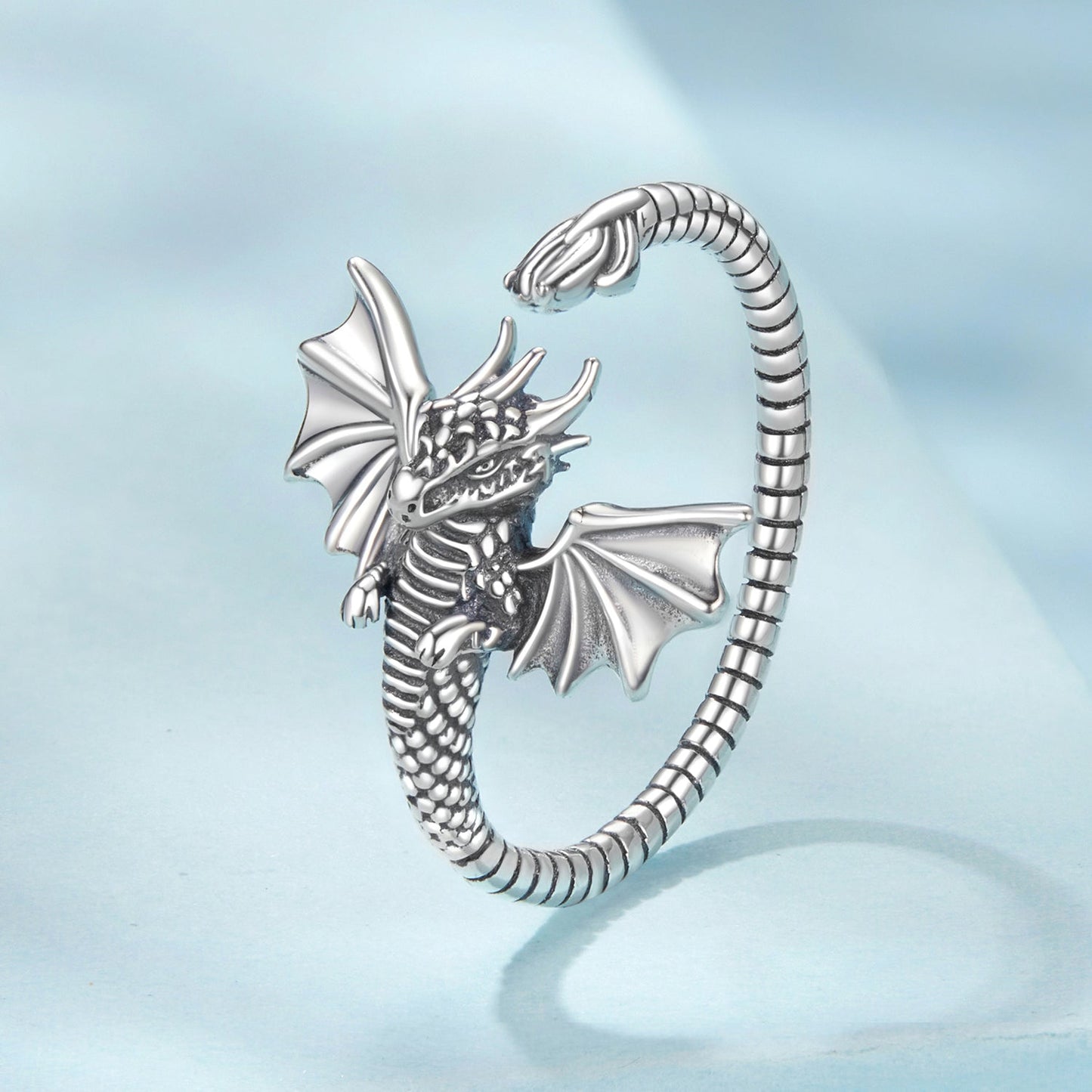 925 Sterling Silver Oxidized Dragon Ring