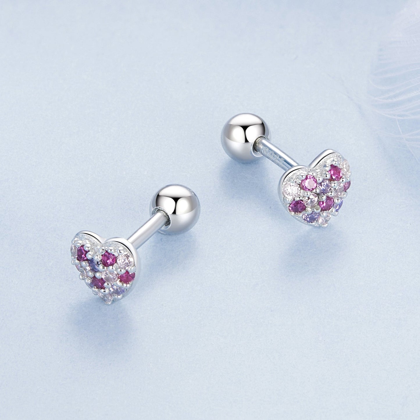 925 Sterling Silver Earrings with Pavé Setting CZ in White Gold for Women