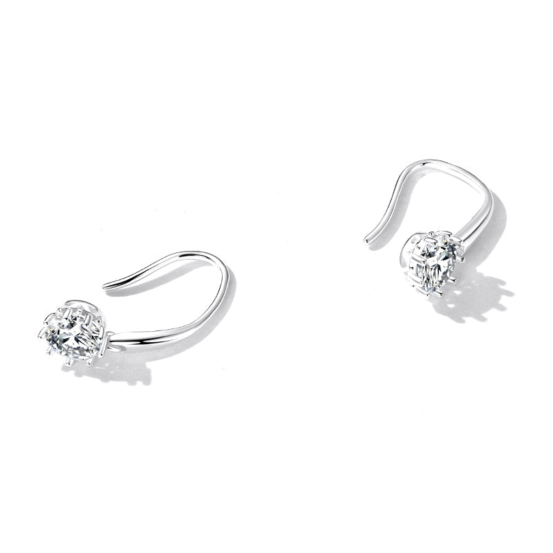 925 Sterling Silver Earrings with Pavé Setting and Platinum Plating