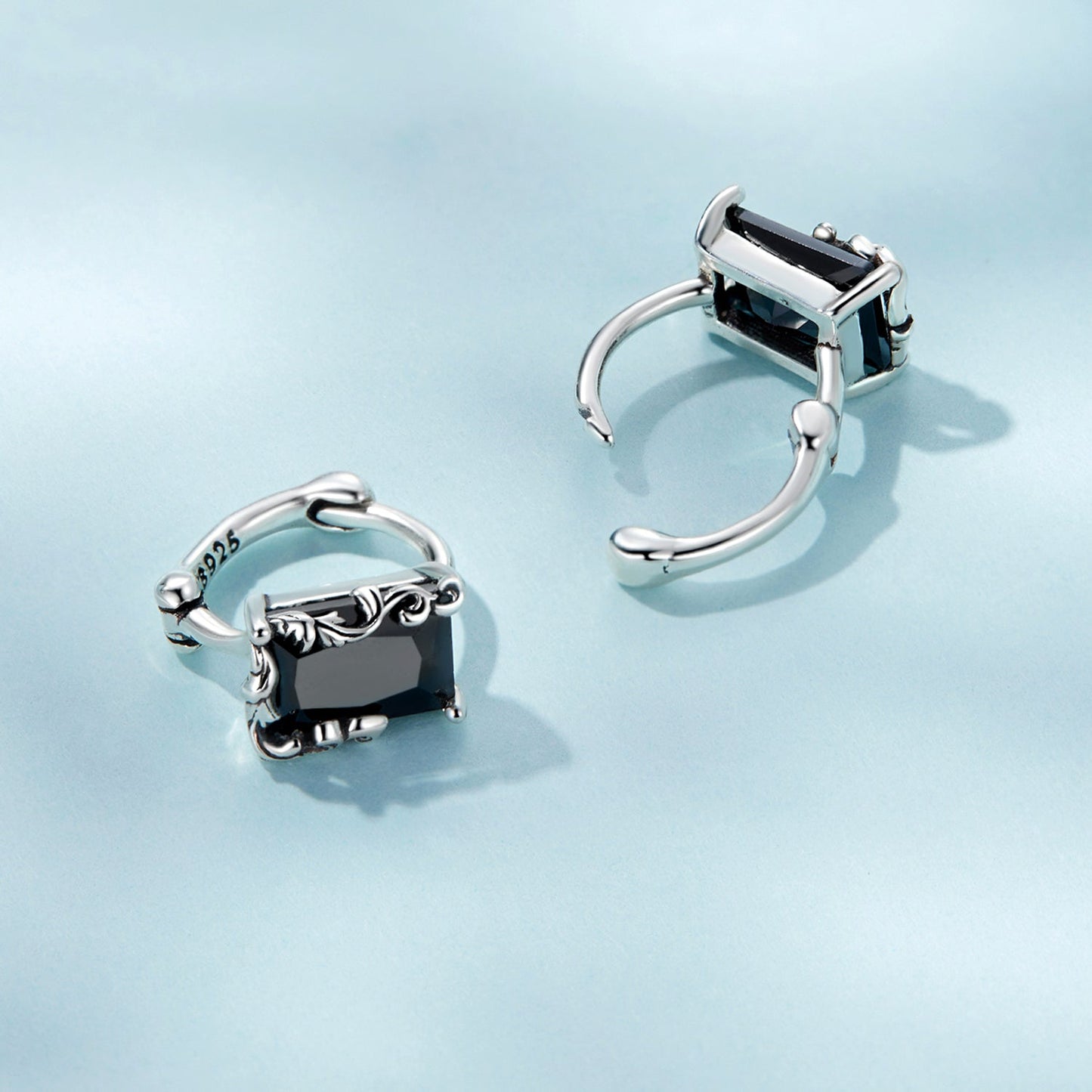 925 Sterling Silver Earrings with CZ and Oxidized Finish for Women