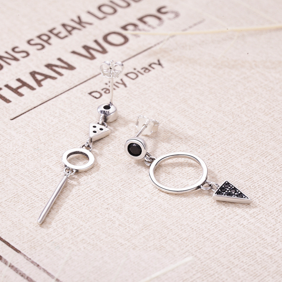 925 Sterling Silver Oxidized Pavé Setting CZ Earrings