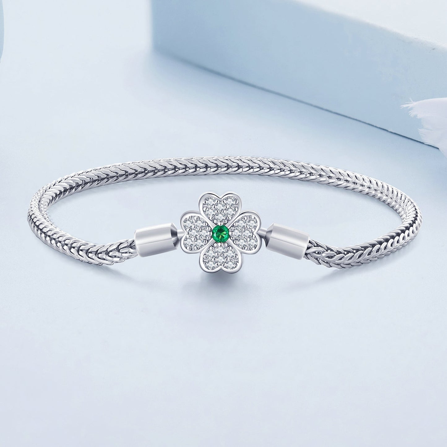 925 Sterling Silver Plated Platinum Bracelet with 3mm Rope for Women